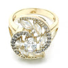 Anillo Multi Piedra 01.210.0107.07 Oro Laminado, con Zirconia Cubica Blanca, Pulido, Dorado
