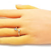 Anillo Multi Piedra 01.284.0080 Oro Laminado, Diseño de Pina, con Zirconia Cubica Blanca, Pulido, Dorado