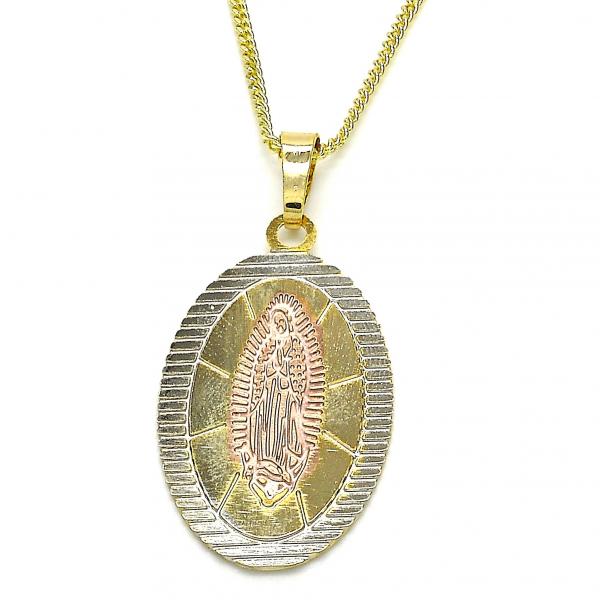 Collares con Dije 04.106.0050.20 Oro Laminado, Diseño de Guadalupe, Pulido, Tricolor