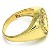 Anillo de Hombre 01.283.0005.12 Oro Laminado, Diseño de Corona, con Zirconia Cubica Blanca, Pulido, Dorado