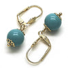 Arete Colgante 02.63.2754.2 Oro Laminado, Diseño de Bola, con Perla Light Turquoise, Pulido, Dorado