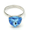 Anillo Multi Piedra 01.239.0005.2 Rodio Laminado, con Cristales de Swarovski Aquamarine, Pulido, Rodinado