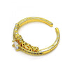 Anillo Multi Piedra 01.310.0032 Oro Laminado, Diseño de Corona, con Micro Pave Blanca, Pulido, Dorado