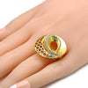 Anillo Multi Piedra 01.241.0018.07 Oro Laminado, Diseño de Espiral, con Cristal Blanca, Pulido, Dorado