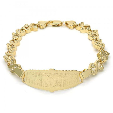 Pulsera con Placa 03.63.1944.08 Oro Laminado, Diseño de Elefante, Pulido, Dorado