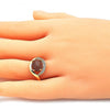 Anillo Multi Piedra 01.210.0133.08 Oro Laminado, Diseño de Ojo Griego, con  Onix Negro y Zirconia CubicaBlanca, Pulido, Dorado