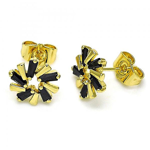 Arete Dormilona 02.210.0746.4 Oro Laminado, con Zirconia Cubica Negro, Pulido, Dorado