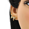 Arete Orejera 02.210.0699.1 Oro Laminado, Diseño de Mariposa, con Micro Pave Multicolor, Pulido, Dorado