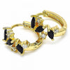 Argolla Huggie 02.266.0042.1.15 Oro Laminado, con Zirconia Cubica Negro y Blanca, Pulido, Dorado