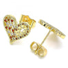 Arete Dormilona 02.156.0492.1 Oro Laminado, Diseño de Corazon, con Micro Pave Granate, Pulido, Dorado