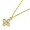 Collares con Dije 04.337.0007.1.16 Plata Rodinada, Diseño de Flor, con Zirconia Cubica Blanca, Pulido, Dorado
