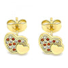 Arete Dormilona 02.344.0041.1 Oro Laminado, Diseño de Corazon, con Micro Pave Granate y Blanca, Pulido, Dorado