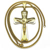 Collares con Dije 04.116.0050.30 Acero Inoxidable, Diseño de Crucifijo, Pulido, Dorado