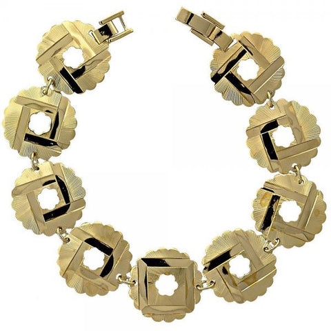 Pulsera Elegante 5.018.002.1 Oro Laminado, Diseño de Flor, Diamantado, Dorado
