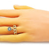 Anillo Multi Piedra 01.341.0092 Oro Laminado, Diseño de Ojo Griego y Cubana, Diseño de Ojo Griego, con Micro Pave Zafiro Azul y Turquoise, Pulido, Dorado