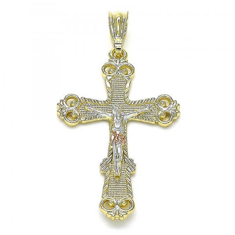 Dije Religioso 05.351.0181.1 Oro Laminado, Diseño de Crucifijo, Pulido, Tricolor