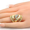 Anillo Multi Piedra 01.160.0003.09 Oro Laminado, Diseño de Flor, con Cristal Blanca, Pulido, Dorado
