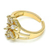 Anillo Multi Piedra 01.210.0084.1 Oro Laminado, Diseño de Flor, con Zirconia Cubica Blanca, Pulido, Dorado