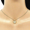 Collares con Dije 04.156.0378.1.20 Oro Laminado, Diseño de Corazon, con Micro Pave Granate y Blanca, Pulido, Dorado