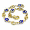 Pulsera Elegante 03.326.0012.2.06 Oro Laminado, Diseño de Ojo Griego, Resinado Azul, Dorado