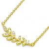 Collares con Dije 04.336.0092.2.16 Plata Rodinada, Diseño de Oja, con Zirconia Cubica Blanca, Pulido, Dorado