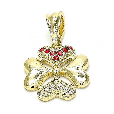 Dije Elegante 05.351.0085.1 Oro Laminado, Diseño de Corazon, con Cristal Granate y Blanca, Pulido, Dorado