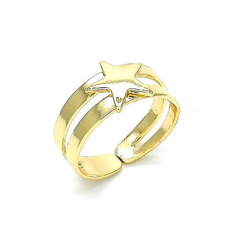 Anillo del Pie 01.233.0024 Oro Laminado, Diseño de Estrella, Pulido, Dorado