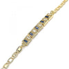 Pulsera Elegante 03.63.1995.2.08 Oro Laminado, con Zirconia Cubica Zafiro Azul y Blanca, Pulido, Dorado