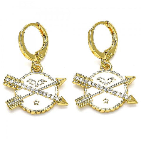 Arete Colgante 02.377.0024 Oro Laminado, Diseño de Estrella, con Micro Pave Blanca, Pulido, Dorado
