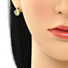 Arete Dormilona 02.210.0775 Oro Laminado, Diseño de Luna y Estrella, Diseño de Luna, con Zirconia Cubica Aurore Boreale y Blanca, Pulido, Dorado