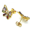 Arete Dormilona 02.387.0085.1 Oro Laminado, Diseño de Mariposa, con Zirconia Cubica Multicolor, Pulido, Dorado
