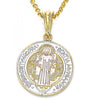 Dije Religioso 05.351.0011.1 Oro Laminado, Diseño de San Benito, Pulido, Tricolor