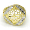 Anillo Elegante 01.99.0096.07 Oro Laminado, Diseño de Flor, Diamantado, Dos Tonos