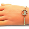 Pulsera Bolo Ajustable 03.341.0153.10 Oro Laminado, Diseño de Bola, con Micro Pave Blanca y Zirconia CubicaBlanca, Pulido, Dorado