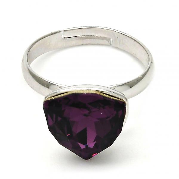 Anillo Multi Piedra 01.239.0005.5 Rodio Laminado, con Cristales de Swarovski Amethyst, Pulido, Rodinado