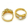 Argolla Huggie 02.237.0026.15 Oro Laminado, con Zirconia Cubica Blanca, Pulido, Dorado
