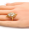 Anillo Multi Piedra 01.210.0017.07 Oro Laminado, con Zirconia Cubica Blanca, Pulido, Dorado