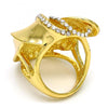 Anillo Multi Piedra 01.241.0047.07 Oro Laminado, Diseño de Flor, con Cristal Blanca, Pulido, Dorado