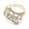 Anillo Multi Piedra 01.210.0098.07 Oro Laminado, con Zirconia Cubica Blanca, Pulido, Dorado