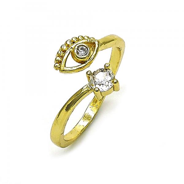 Anillo Multi Piedra 01.284.0072 Oro Laminado, Diseño de Ojo Griego, con Zirconia Cubica Blanca y Micro PaveBlanca, Pulido, Dorado