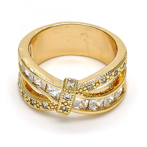 Anillo Multi Piedra 01.210.0045.8.08 Oro Laminado, con Zirconia Cubica Blanca, Pulido, Dorado