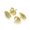 Arete Dormilona 02.156.0555 Oro Laminado, Diseño de Ojo Griego, con Micro Pave Zafiro Azul y Blanca, Pulido, Dorado