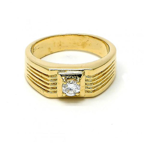 Anillo de Hombre 5.175.023.07 Oro Laminado, Diseño de Solitario, con Zirconia Cubica Blanca, Diamantado, Dorado