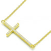 Collares con Dije 04.336.0054.2.16 Plata Rodinada, Diseño de Cruz, con Zirconia Cubica Blanca, Pulido, Dorado