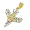 Dije Religioso 05.380.0135 Oro Laminado, Diseño de Angel y Corona, Diseño de Angel, con Cristal Blanca, Pulido, Tricolor