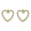 Arete Dormilona 02.156.0439 Oro Laminado, Diseño de Corazon, con Micro Pave Blanca, Pulido, Dorado