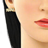 Arete Dormilona 02.341.0071 Oro Laminado, Diseño de Mama, con Micro Pave Blanca, Pulido, Dorado