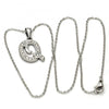 Collares con Dije 04.238.0026.18 Acero Inoxidable, Diseño de Iniciales y Rolo, Diseño de Iniciales, con Cristal Blanca, Pulido, Acero