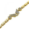 Pulsera Elegante 03.283.0192.07 Oro Laminado, Diseño de Estrella de Davi, con Micro Pave Blanca, Pulido, Dorado