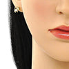 Arete Dormilona 02.210.0777 Oro Laminado, con Zirconia Cubica Aurore Boreale, Pulido, Dorado